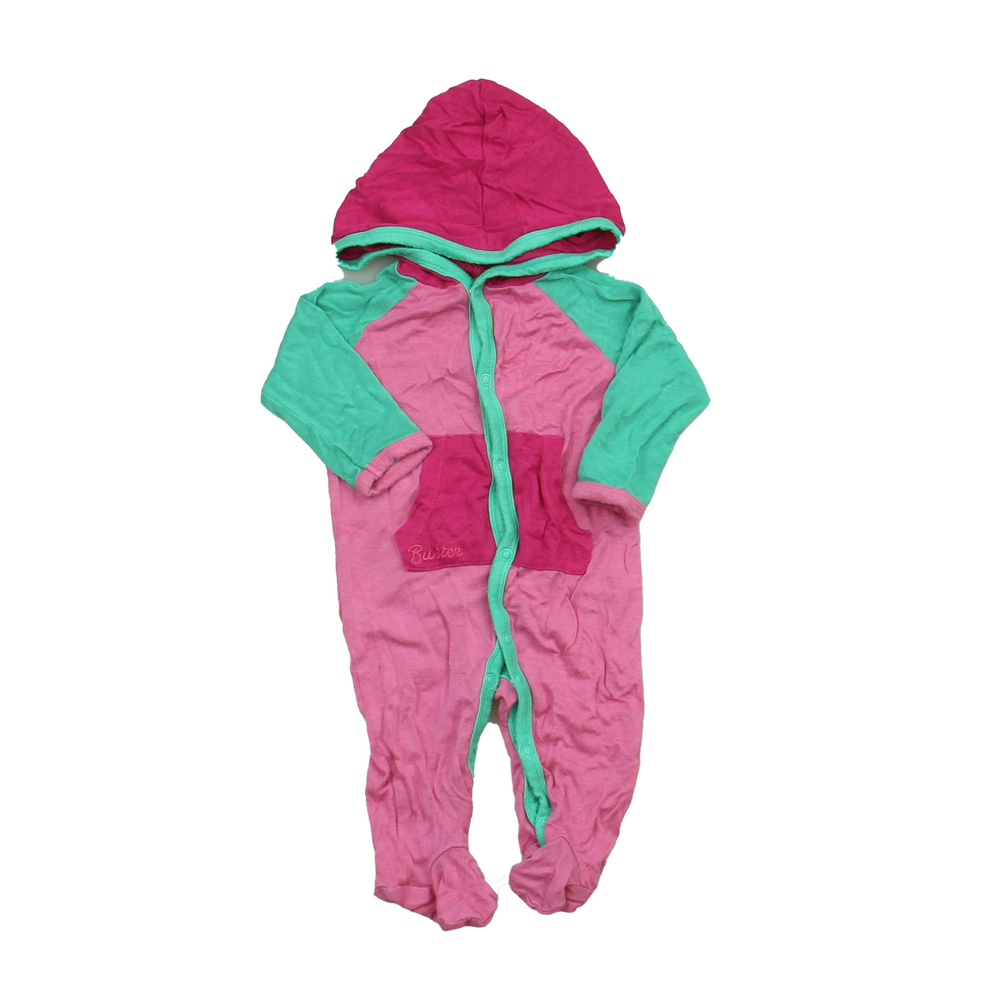 Butter Girls Pink | Green 1-piece footed Pajamas size: 0-3 Months